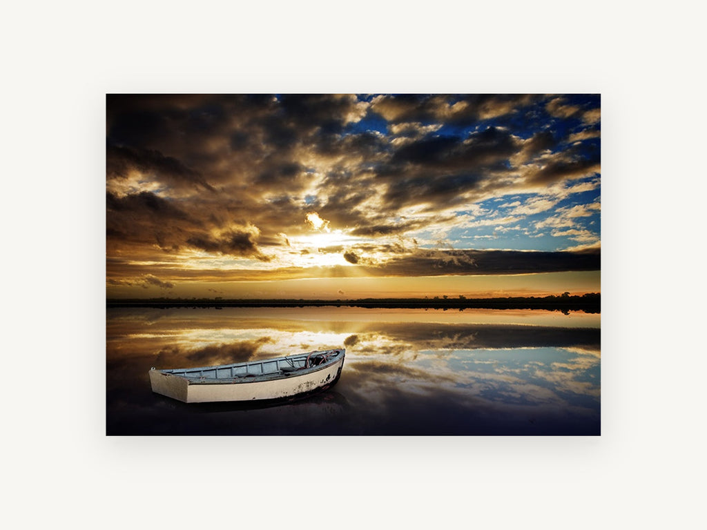 Still Water Dinghy, coastal canvas wall art print, front view