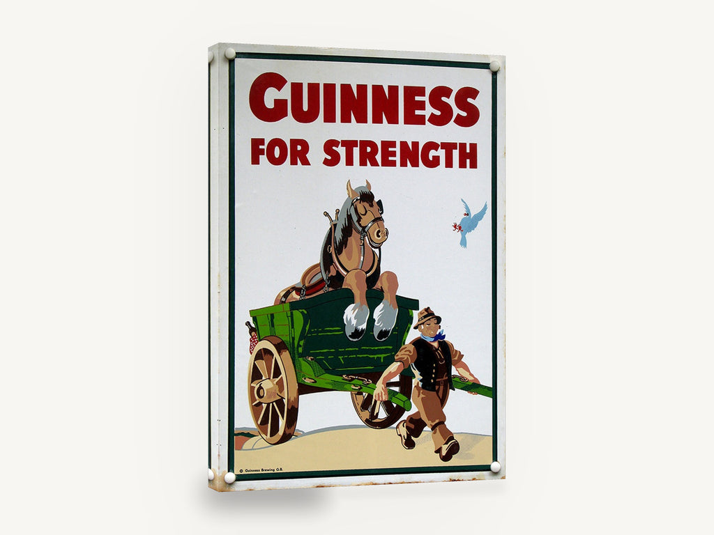 Guinness For Strength, vintage guinness horse and cart sign, stretched canvas wall art print ready to hang