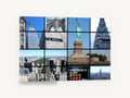 Manhattan Grid Montage, new york city landmarks photo collage, city canvas wall art print ready to hang