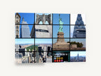 Manhattan Grid Montage, new york city landmarks photo collage, city canvas wall art print ready to hang
