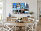 Manhattan Grid Montage city canvas print on the wall of a Hamptons dining room