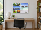 Maldives Island Collage coastal canvas print on the wall of a study