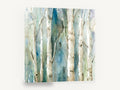 Teal Birch Hush, birch trees watercolour forest, landscape canvas wall art print ready to hang