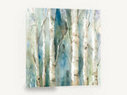 Teal Birch Hush, birch trees watercolour forest, landscape canvas wall art print ready to hang