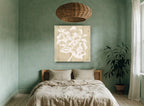 White Dogwood on Timber floral canvas print on the wall of a bedroom