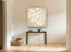 White Dogwood on Timber floral canvas print on the wall of a hallway