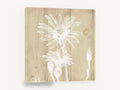 White Daisy on Pale Timber, white daisy silhouette on wood, floral canvas wall art print ready to hang