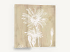 White Daisy on Pale Timber, white daisy silhouette on wood, floral canvas wall art print ready to hang