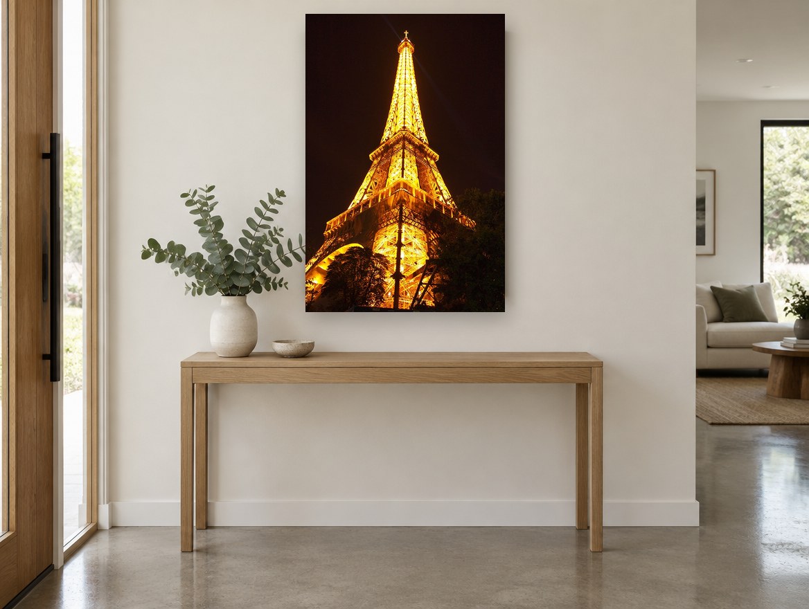 Golden Tower Ascending city canvas print on the wall of a entry hall
