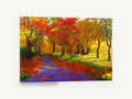 Violet Path Autumn, autumn tree path painting style landscape, landscape canvas wall art print ready to hang