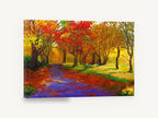 Violet Path Autumn, autumn tree path painting style landscape, landscape canvas wall art print ready to hang