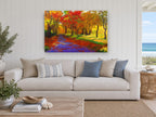 Violet Path Autumn landscape canvas print on the wall of a beach house living room