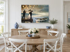 Dockside Last Dance landscape canvas print on the wall of a Hamptons dining room