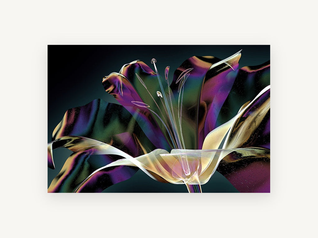 Iridescent Lily Bloom, floral canvas wall art print, front view
