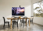 Twisted Tree Sunrise Bay coastal canvas print on the wall of a dining room