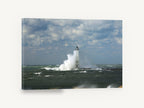Storm Surge Lighthouse, lighthouse crashing wave storm photograph, coastal canvas wall art print ready to hang
