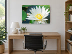 White Lotus Pond floral canvas print on the wall of a study