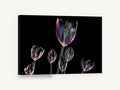 Iridescent Tulip Glow, iridescent tulips on black digital floral, floral canvas wall art print ready to hang