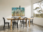 Teal Canopy Grove landscape canvas print on the wall of a dining room