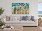 Teal Canopy Grove landscape canvas print on the wall of a beach house living room