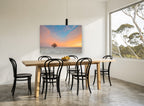 Lone Oak at Dawn landscape canvas print on the wall of a dining room