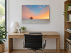 Lone Oak at Dawn landscape canvas print on the wall of a study