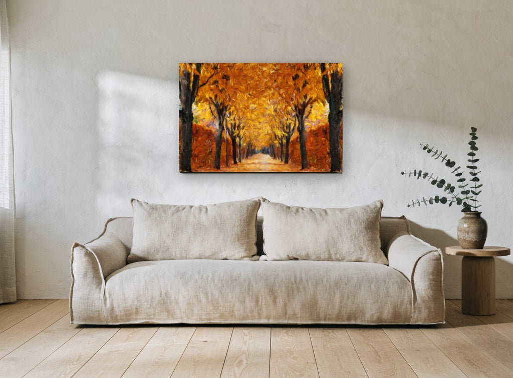 Amber Avenue landscape canvas print on the wall of a living room