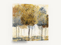 Gilded Grove, gold and grey trees abstract landscape, landscape canvas wall art print ready to hang