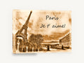 Paris Sepia Love Note, paris eiffel tower sepia collage, city canvas wall art print ready to hang