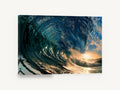 Inside The Curl, barrelling wave sunset photograph, coastal canvas wall art print ready to hang