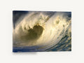Golden Barrel Break, golden crashing ocean wave photograph, coastal canvas wall art print ready to hang