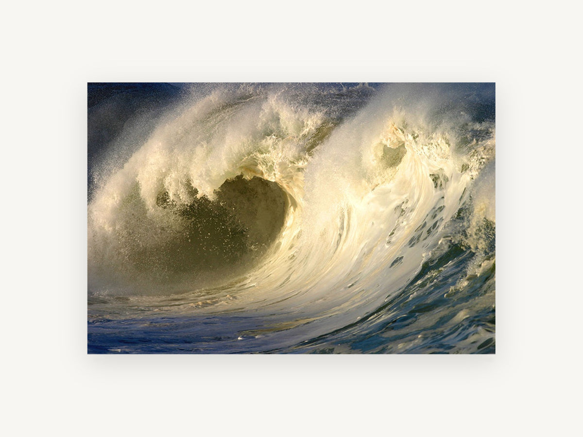 Golden Barrel Break, coastal canvas wall art print, front view