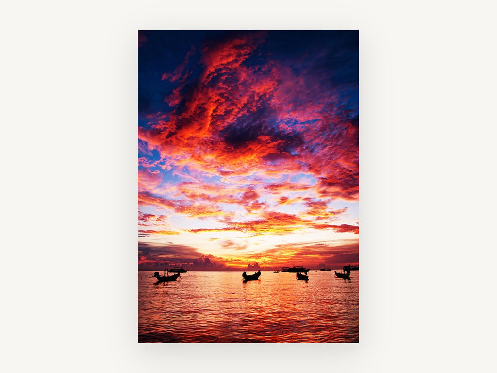 Ember Sky Anchorage, coastal canvas wall art print, front view