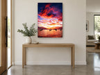 Ember Sky Anchorage coastal canvas print on the wall of a entry hall