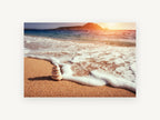 Stacked Stones at Sunset, coastal canvas wall art print, front view