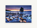 Twilight Sea Stack, coastal canvas wall art print, front view