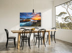 Golden Falls Sunset landscape canvas print on the wall of a dining room