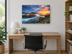Golden Falls Sunset landscape canvas print on the wall of a study