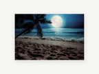 Moonlit Palm Shore, coastal canvas wall art print, front view