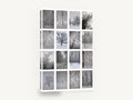 Winter Woodland Grid, snow covered trees black and white photography, floral canvas wall art print ready to hang