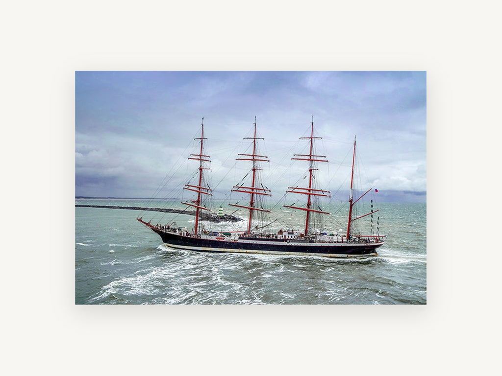 Four Masts in the Swell, coastal canvas wall art print, front view