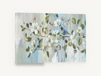 Bluebirds in Blossom, blue birds white blossom branch painting, floral canvas wall art print ready to hang