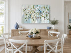 Bluebirds in Blossom floral canvas print on the wall of a Hamptons dining room