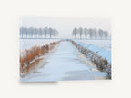 Frozen Canal Morning, frozen canal winter trees photograph, landscape canvas wall art print ready to hang