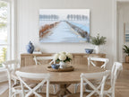 Frozen Canal Morning landscape canvas print on the wall of a Hamptons dining room