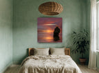 Lighthouse Rock at Dusk landscape canvas print on the wall of a bedroom