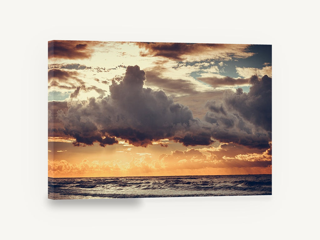 Storm Clouds at Dusk, baltic sea sunset cloudscape photograph, coastal canvas wall art print ready to hang