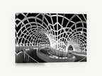 Webb Bridge Night Arches, webb bridge docklands black and white photograph, city canvas wall art print ready to hang