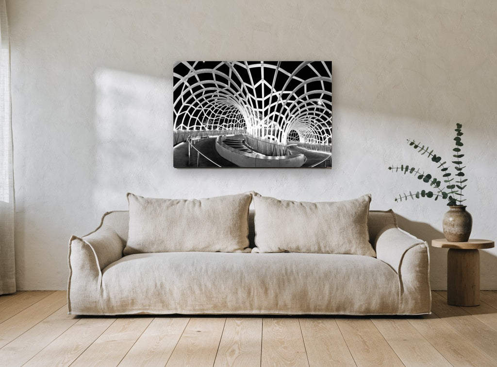 Webb Bridge Night Arches city canvas print on the wall of a living room