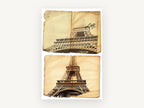 Eiffel Tower Love Pages, vintage eiffel tower collage, city canvas wall art print, front view